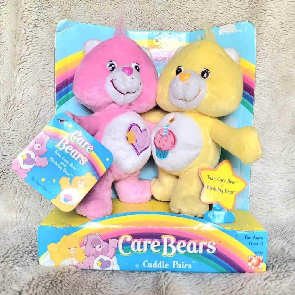 2004 8 inch Take Care Bear and Birthday Bear Hugging Care Bears
